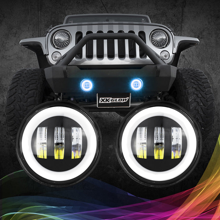  XKGlow XK042010B 4 RGB LED Fog Light Kit w/Switchback DRL Turn Signal Pair 