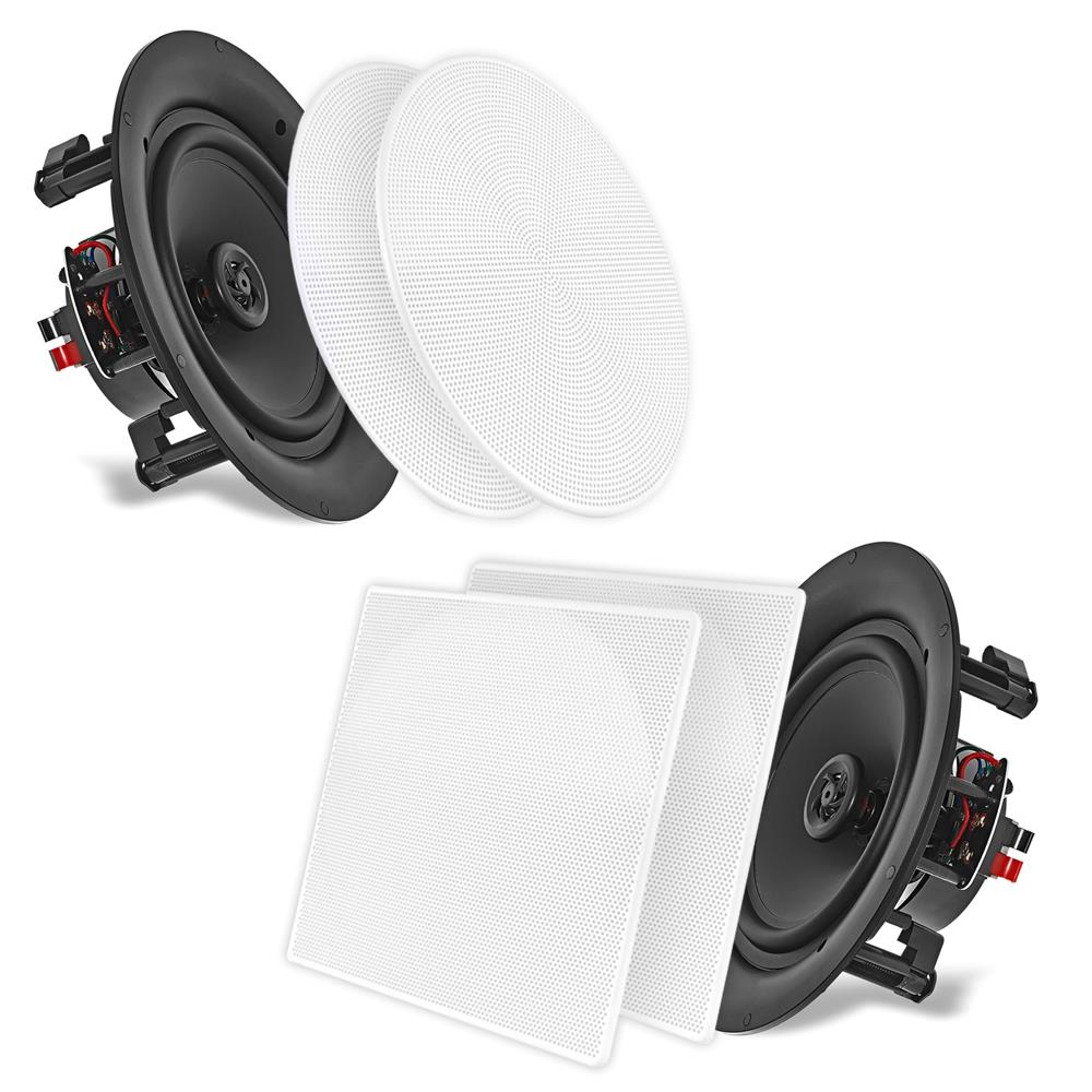  Pyle PDIC56 5.25" 150 Watt 2 Way White Flush Mount Wall / Ceiling Speaker pair 