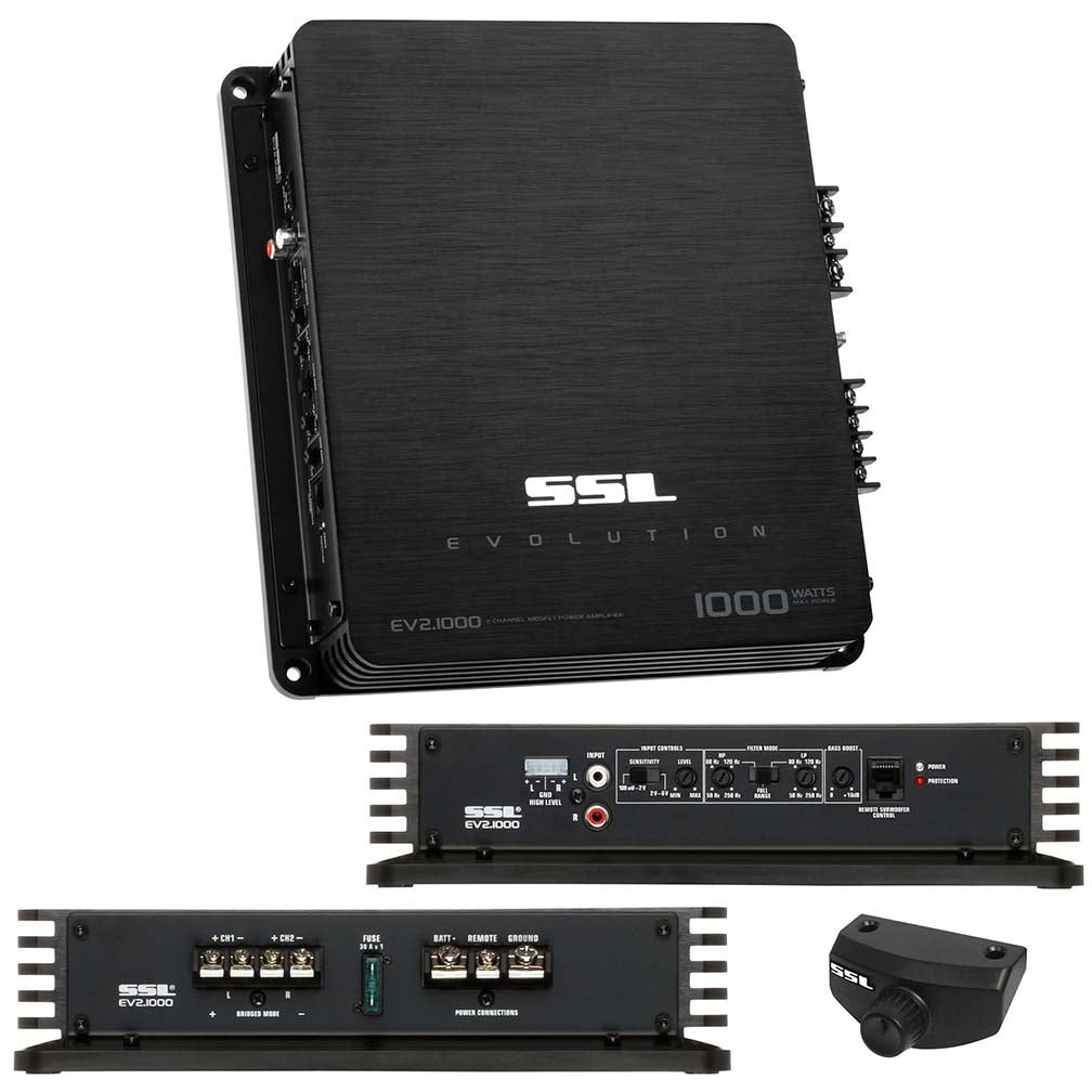  Soundstorm EV21000 Mosfet 2CH 1000W Power Amplifier Remote Woofer level control 