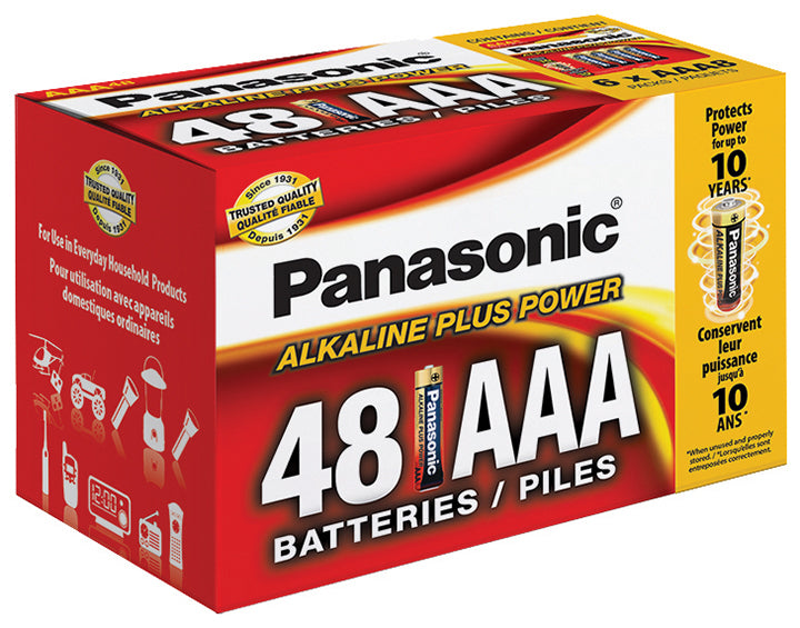  Panasonic Alkaline Size AAA Plus Power (48-Pack) Blister Box LR03PA48PC 