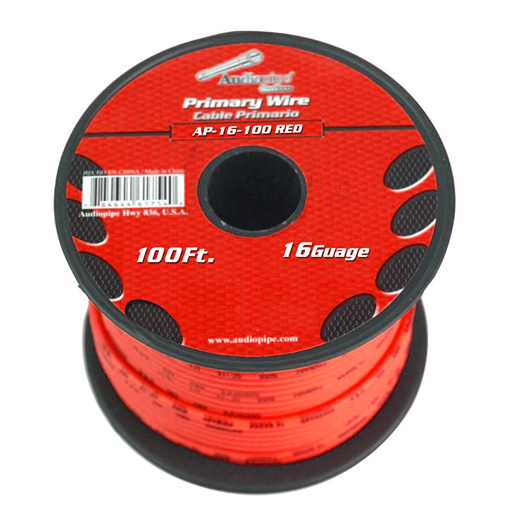  Audiopipe AP16100RD 16 gauge 100ft Red primary wire 