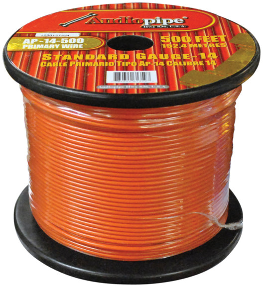  Audiopipe AP14500OR 14 Gauge 500Ft Primary Wire Orange 