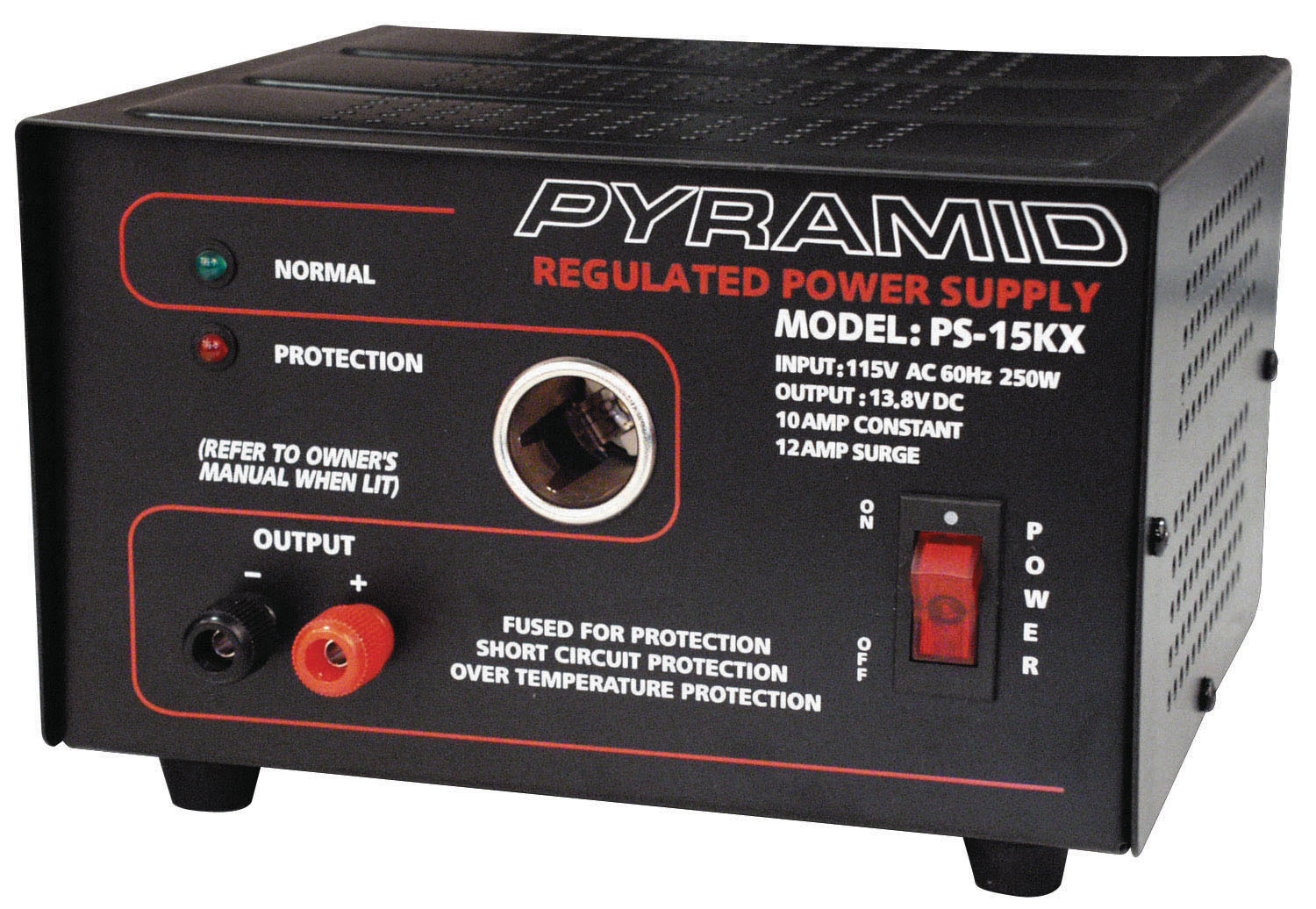  Pyramid PS15KX 12 AMP Power Supply with Cigarette Plug 