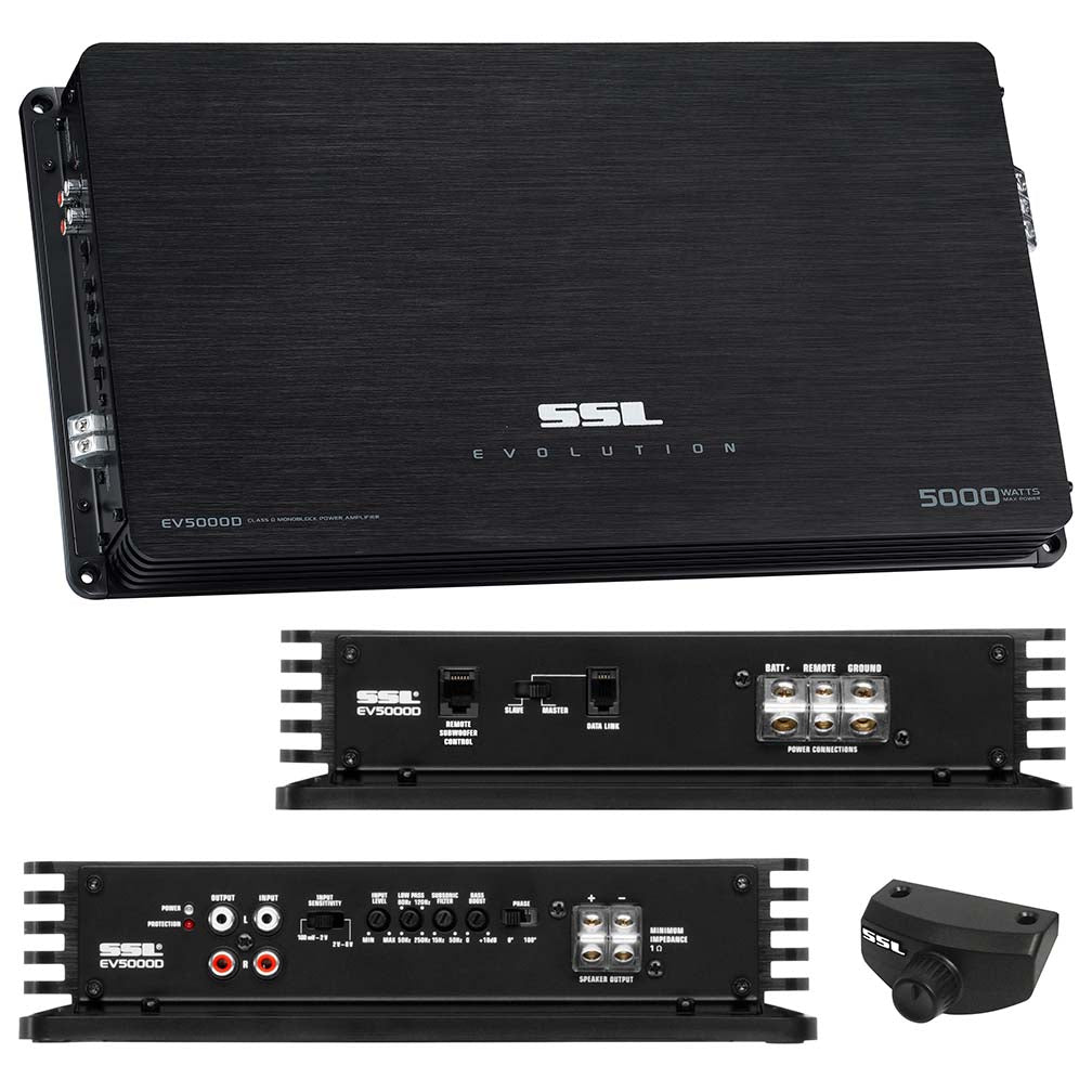  SOUND STORM EV5000D EVOLUTION 5000-Watt Monoblock, Class D 1 to 8 Ohm Stable Monoblock Amplifier with Remote Subwoofer Level Control 