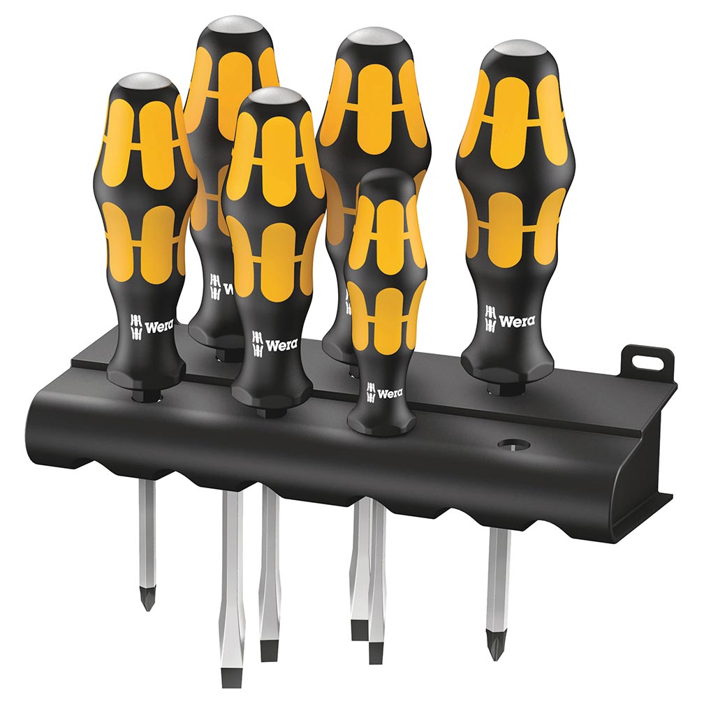  Wera 05018282001 932/6 Kraftform Plus Screwdriver Set and Rack 6-Pieces 