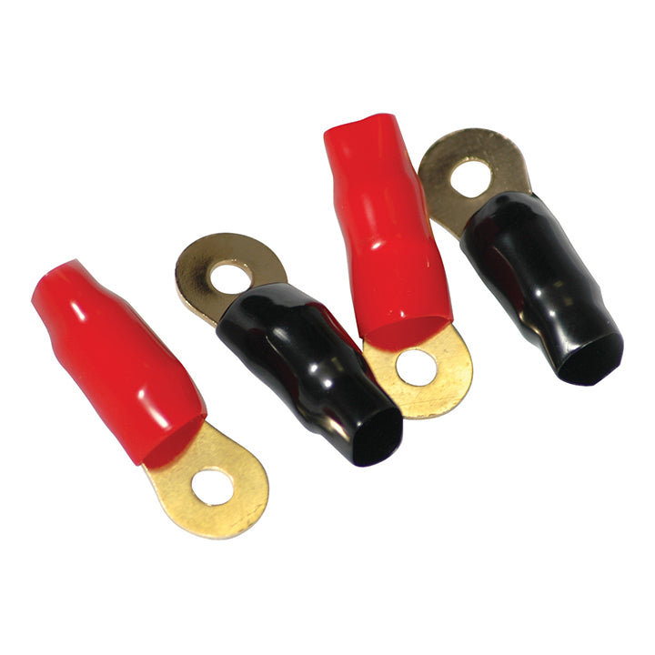  American Bass 1/0 Awg Ring Terminals 4 Pairs Per Pkg. Red & Black 