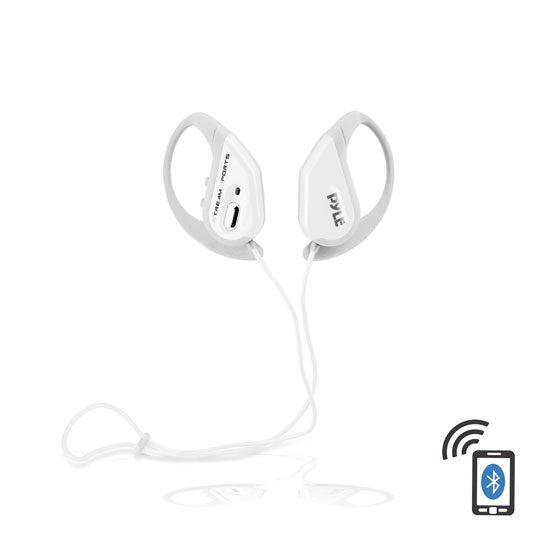  Pyle PWBH18WT Bluetooth Water Resistant Headphones Earbuds White 