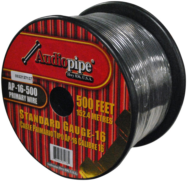  Audiopipe AP16500BK 16 Gauge 500Ft Primary Wire Black 