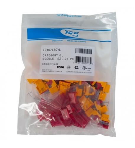  Icc CAT6JKPK-YL Ic107l6cyl Cat6 Ez 25 Pk Yellow 