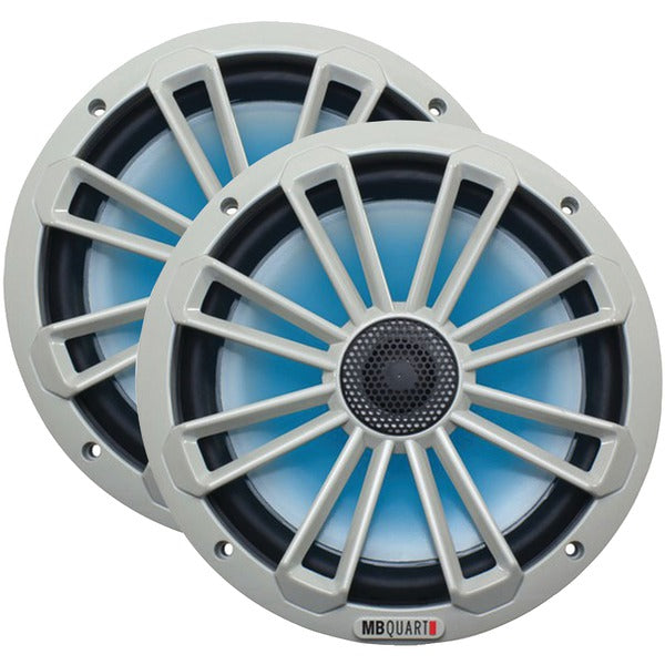  MB Quart NK1120L 8" 140 Watt 2 Way White Marine Speaker w/ LED Light 