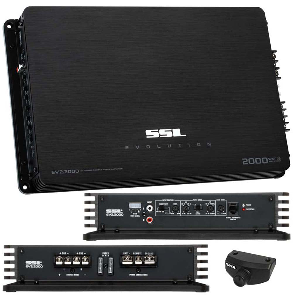  SOUND STORM EV2.2000 EVOLUTION 2000-Watt Full Range, Class A/B 2 to 8 Ohm Stable 2 Channel Amplifier with Remote Subwoofer Level Control 