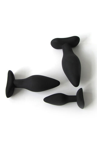 Black Silicone Anal Plug 3pc Set