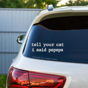 Coastal Creators of Connecticut Tell your Cat I Said PSPSPS White Vinyl Car Sticker Window Decal