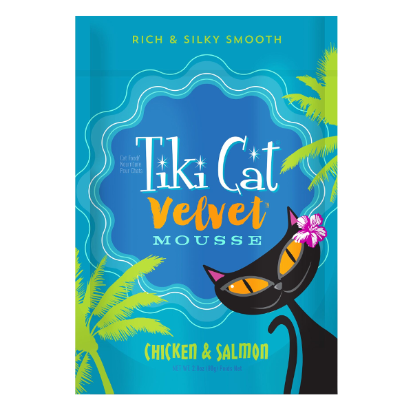 Tiki Cat Velvet Mousse Chicken & Wild Salmon Wet Cat Food, 2.8-oz pouch