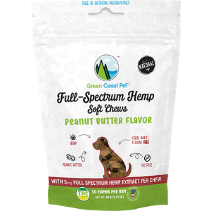 Green Coast Pet Peanut Butter Full-Spectrum Soft Chews For Dogs 3oz