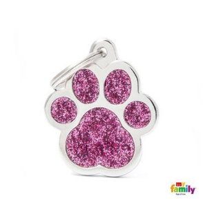 MyFamily Shine Collection Paw Glitter Tag Pink