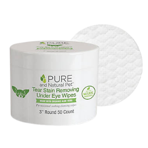 Pure and Natural Pet Tear Stain Removing Under Eye Wipes with Organic Aloe Vera for Dogs 50ct
