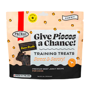 Primal Give Pieces A Chance Jerky Beef w/ Bone Broth Dog Treats 4 oz