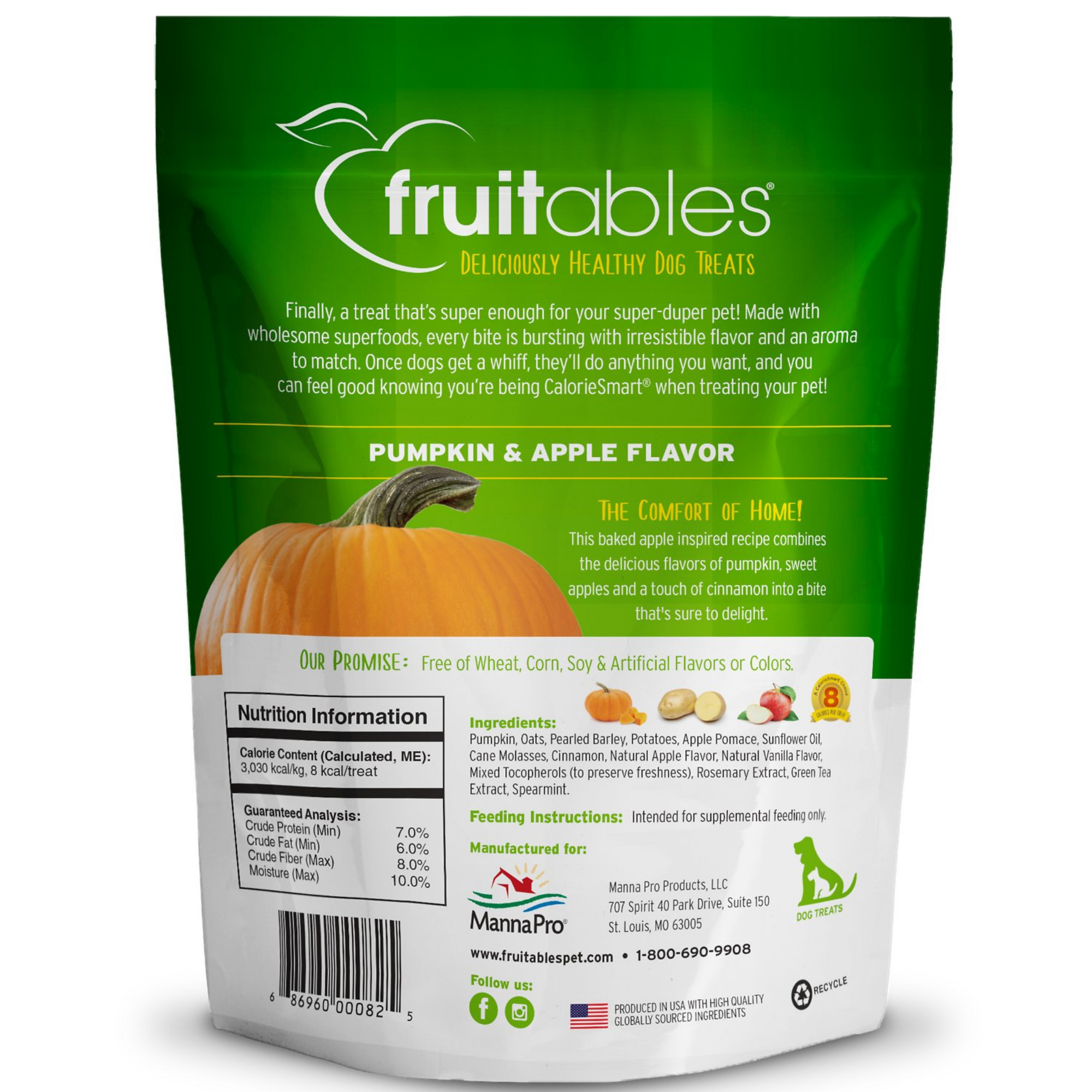 Fruitables Pumpkin & Apple Flavor Crunchy Dog Treats 7oz