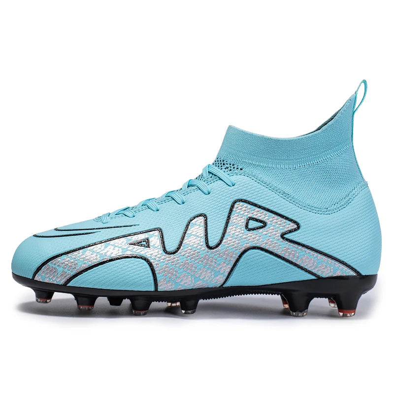 High Top Soccer Shoes Long Spike FG TF Non-Slip Football Boots Outdoor Training Ankle Cleats