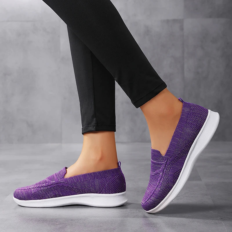 Mesh Breathable Sneakers Women Light Slip on Flat Casual Shoes Ladies Loafers Socks Zapatillas Mujer