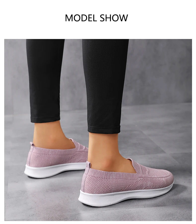 Mesh Breathable Sneakers Women Light Slip on Flat Casual Shoes Ladies Loafers Socks Zapatillas Mujer