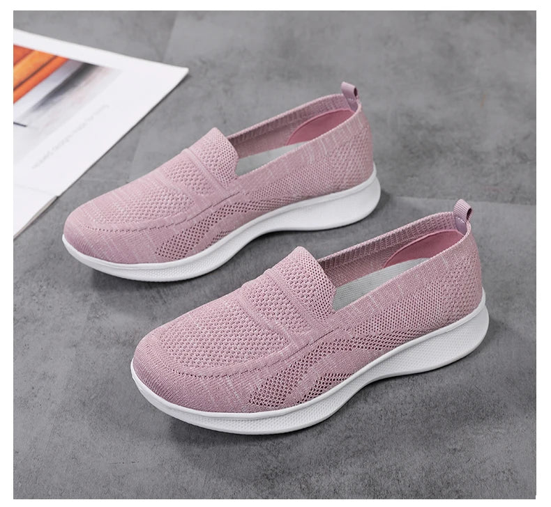 Mesh Breathable Sneakers Women Light Slip on Flat Casual Shoes Ladies Loafers Socks Zapatillas Mujer