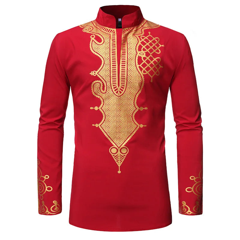 Men African Clothes Dashiki Print Shirt Fashion Brand African Men Business Casual Pullovers Work Office Shirts Male Clothing