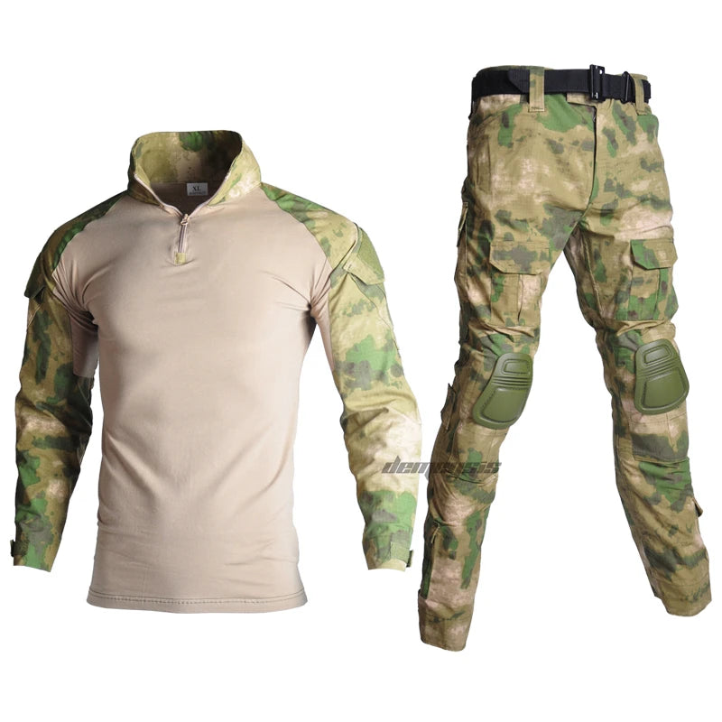 Tactical Uniform with Elbow Knee Pads Camouflage Tactical Combat Training Shirts Pants Sets Airsoft Hunting Clothing Suit