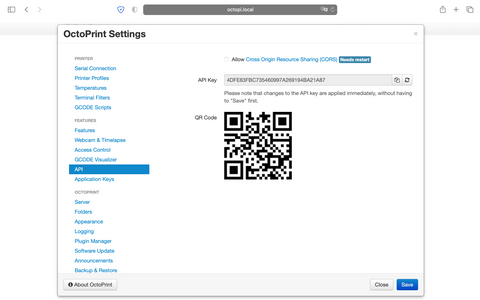 API for smart phone control on 3D printing