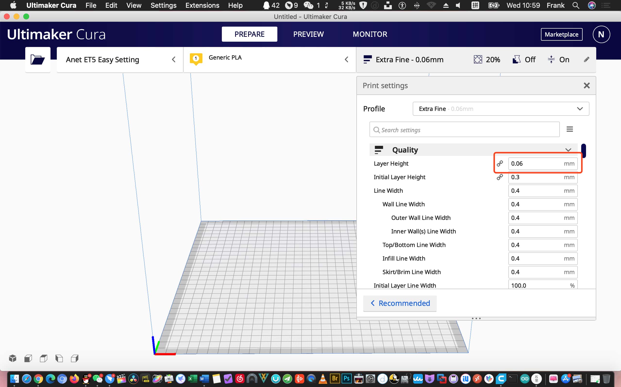 Ultimaker Cura Print Settings 2 File Setup in Ultimaker Cura 4.7.1 for an ET5X 3D