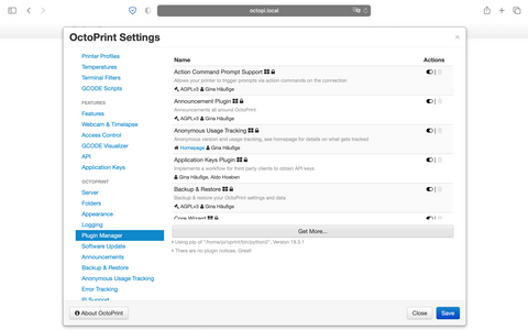 Plugin Manager on Octopi