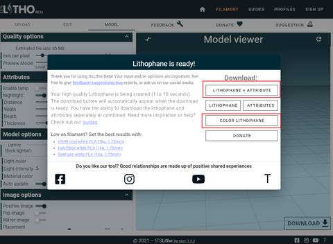 color lithophane generator