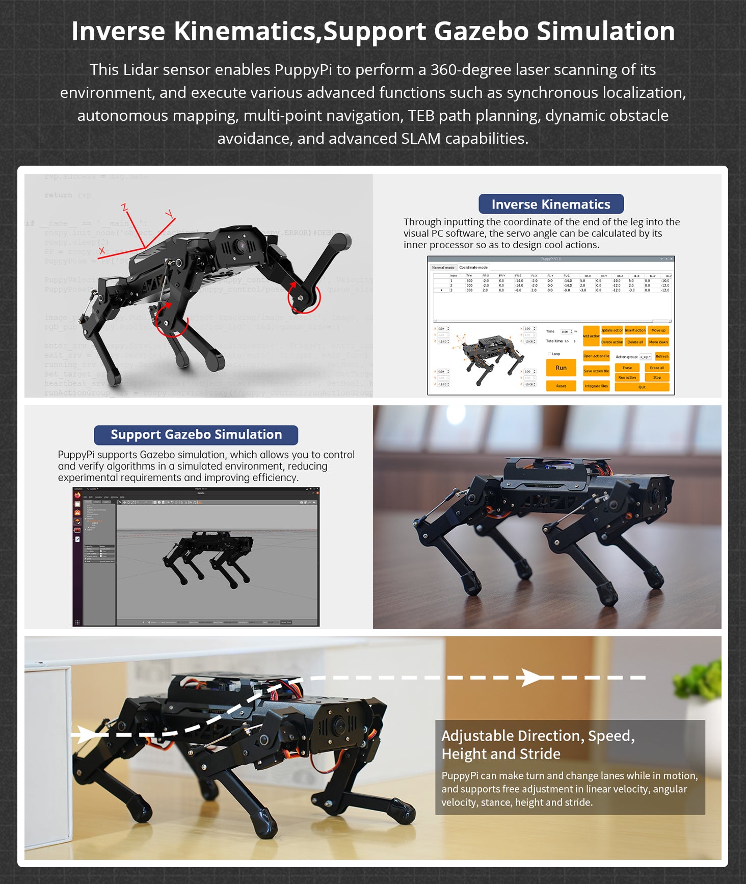 PuppyPi Hiwonder Quadruped Robot with AI Vision Powered by Raspberry Pi ROS