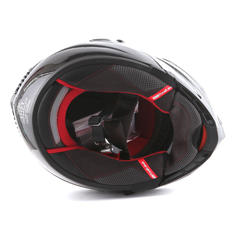 MARS Genuine Carbon Fiber Motorcycle Modular Flip up Full Face Helmet Dual Visor: HB-B1