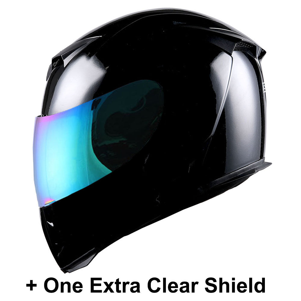 1Storm Motorcycle Full Face Helmet Skull King + One Extra Clear Shield: HJK311