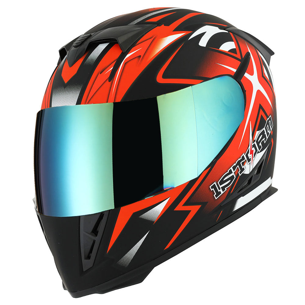 1Storm Motorcycle Full Face Helmet Skull King + One Extra Clear Shield: HJK311