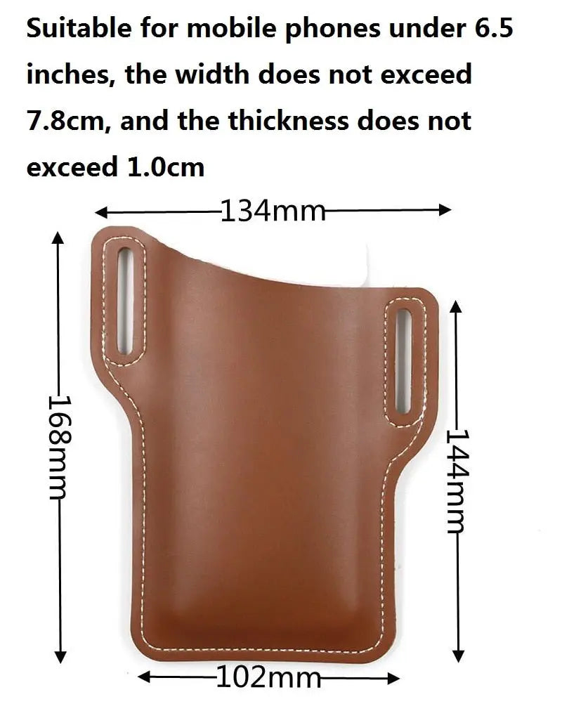 Heavy Duty Leather Cell Phone Holster - Mens Tactical Cell Phone Holster Extra Large Cell Phone Loop Holster for iPhone, Samsung, Oppo, Redmi, Huawei, Xiaomi, Vivo, Lenovo, LG