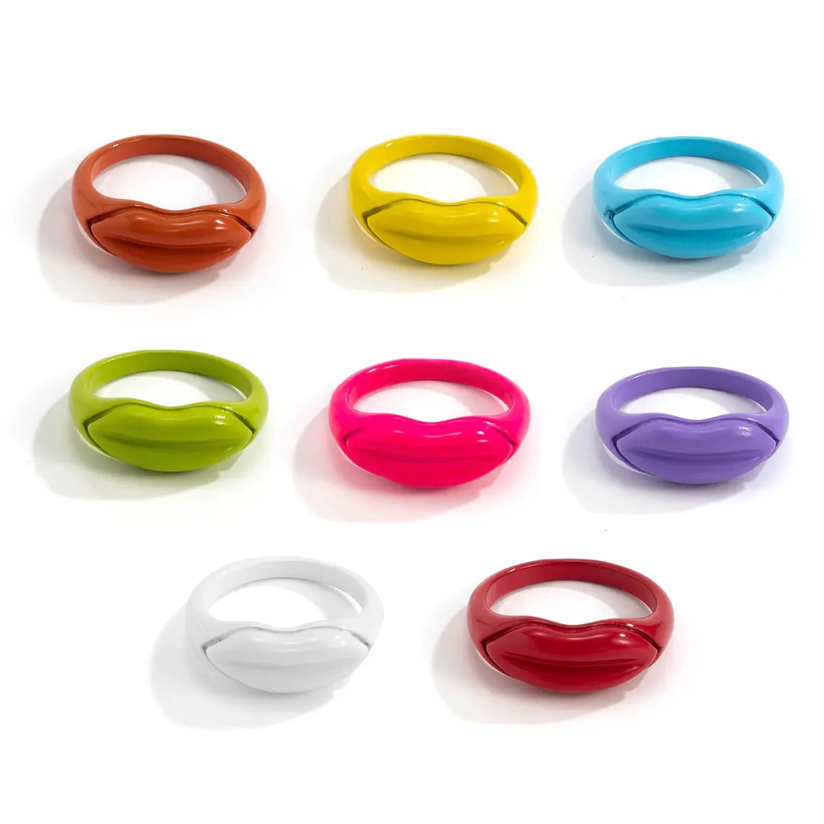 Lip Shaped Pastel Rings - Colourful Midi Knuckle Rings for Women Girls