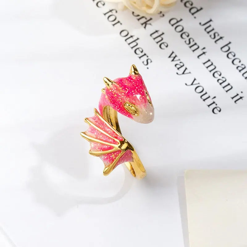 Baby Dragon Hatchling Dragon Ring - Open Adjustable Cute Dragon Rings