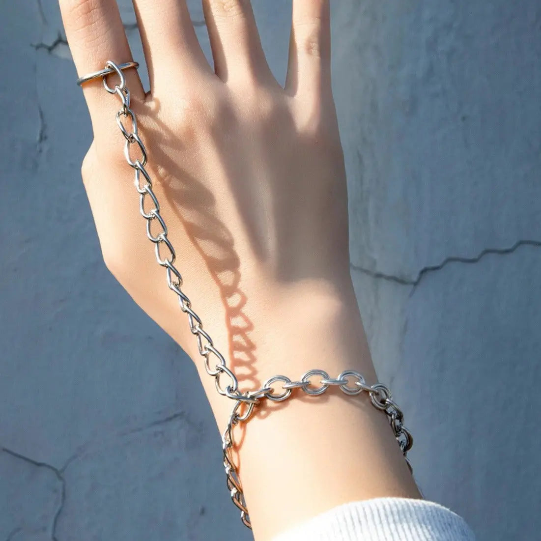 Chain Ring Bracelet Set - Adjustable Ring Chain Hand Accessories