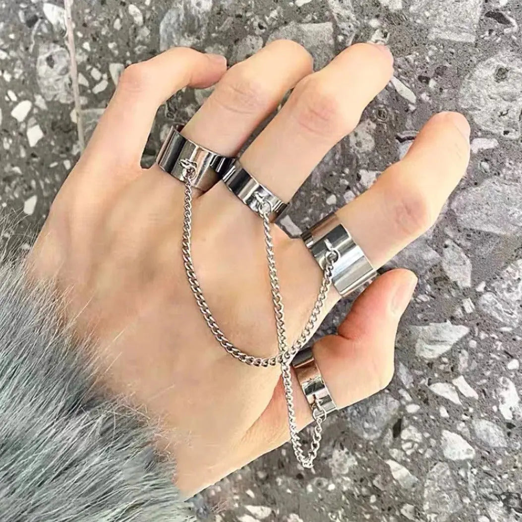 Chain Ring Bracelet Set - Adjustable Ring Chain Hand Accessories