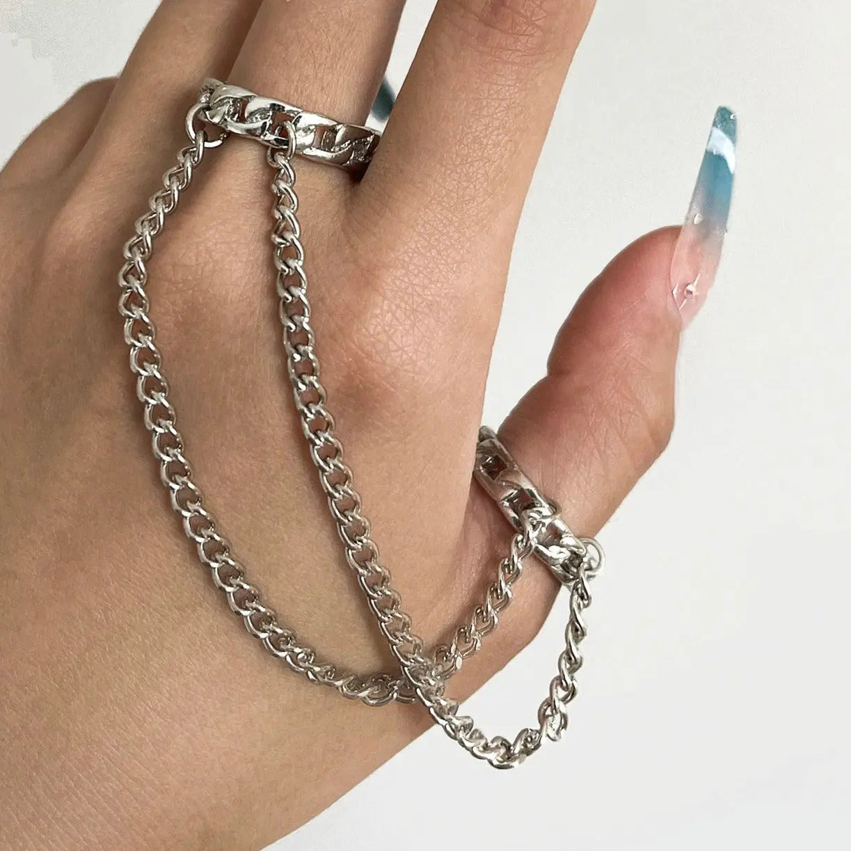 Chain Ring Bracelet Set - Adjustable Ring Chain Hand Accessories