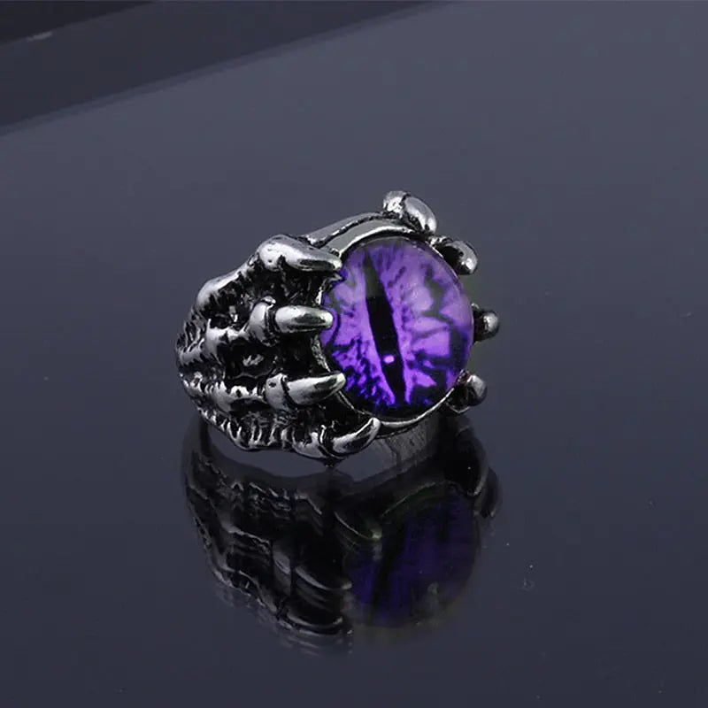 Dark Evil Dragon Eye Ring - Adjustable Stainless Steel Dragon Ring