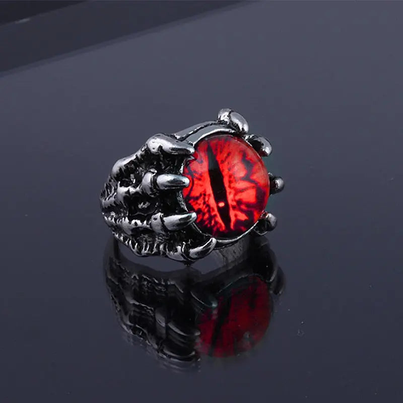 Dark Evil Dragon Eye Ring - Adjustable Stainless Steel Dragon Ring