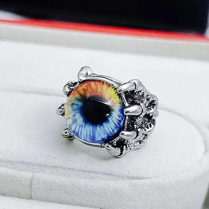 Dark Evil Dragon Eye Ring - Adjustable Stainless Steel Dragon Ring