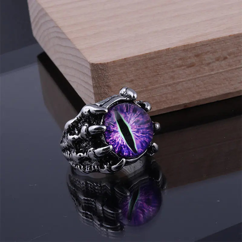 Dark Evil Dragon Eye Ring - Adjustable Stainless Steel Dragon Ring