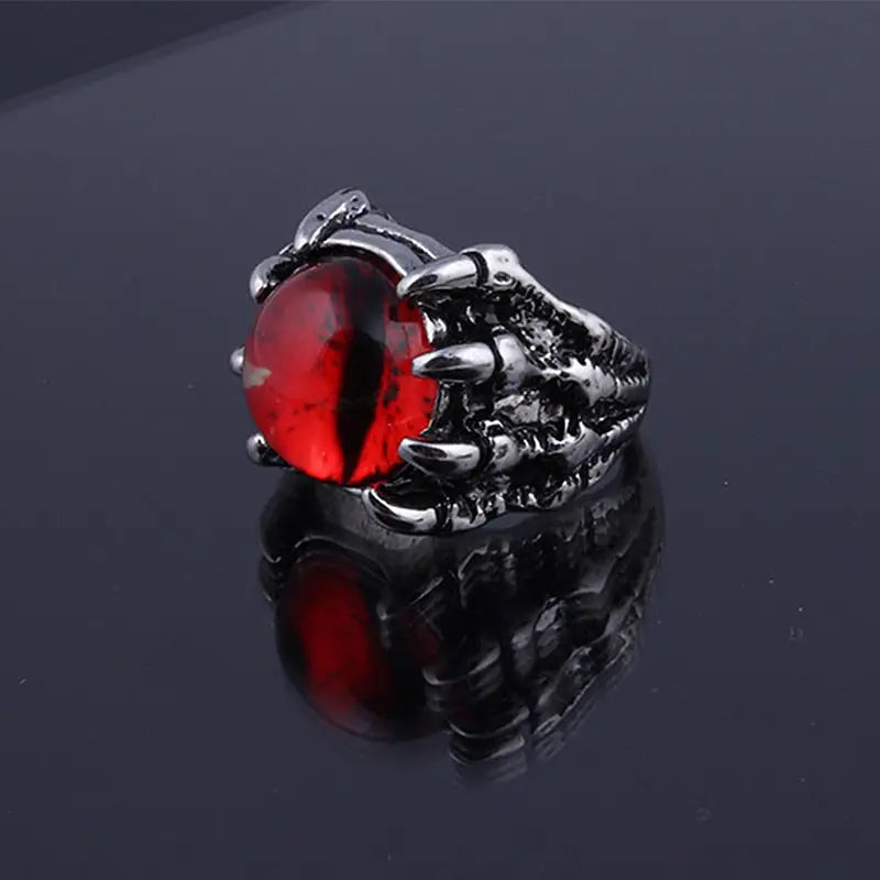 Dark Evil Dragon Eye Ring - Adjustable Stainless Steel Dragon Ring