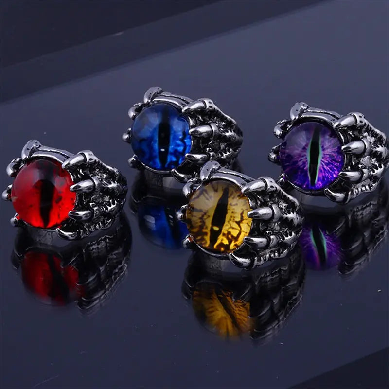Dark Evil Dragon Eye Ring - Adjustable Stainless Steel Dragon Ring