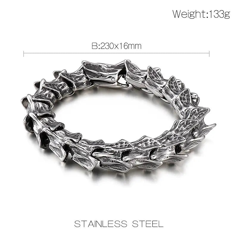 Draconic Spine Dragon Bracelet - Large Heavy Stainless Steel Bracelet